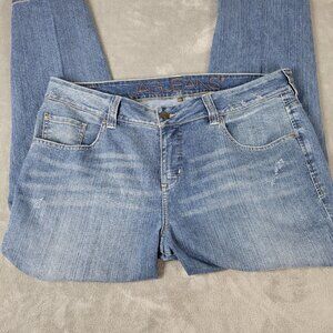 Jag Women Jeans 20W Straight Leg Slight Distressed Cropped Medium Blue SL2E